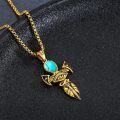 wholesale Gold Turquoise 925 Sterling Silver Scarab Eye Of Horus Ankhs Pendant Necklace Ancient Egypt s for Women Men 24 Chain Length-0-2