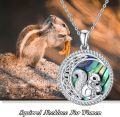wholesale 925 Sterling Silver Abalone Shell Round Squirrel Pendant Necklace s for Women and Girls-0-2