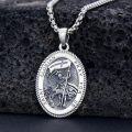 wholesale Sterling Silver Saint Medal Oval Necklace for Men Women Religious Jewelry-0-26