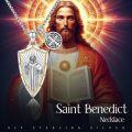 wholesale 925 Sterling Silver St. Benedict Shield Protection Pendant Necklaces for Men Christian s-0-5
