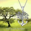 wholesale 925 Sterling Silver Tree of Life Pendant Necklace w/Anchor Design-0-4