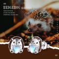wholesale 925 Sterling Silver Cute Hedgehog Heart Moonstone White Gold Plated Stud Earrings-0-4