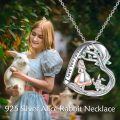 wholesale 925 Sterling Silver Alice in Wonderland Rabbit Tree of Life Pendant Necklace with Green Cubic Zirconia Gifts for Women-0-2