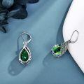 wholesale 925 Sterling Silver & Emerald Peacock Feather Dangle Earrings, Elegant Gift for Women-0-2
