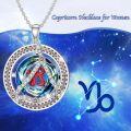 wholesale TOUPOP Valentine's Day Gifts For Her Zodiac Necklace For Women Sterling Silver Constellation Pendant With Circle Crystal Horoscope Sign Astrology Birthstone Birthday Jewelry Gifts For Women Her Mom -0-2