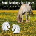 wholesale 925 Sterling Silver Hypoallergenic Tiny Horse Head Stud Earrings-0-3