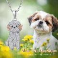 wholesale 925 Sterling Silver CZ Poodle Dog Breed Pendant Necklace for Pet Lovers-0-1