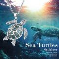 wholesale 925 Sterling Silver Turquoise Turtle Pendant Necklace Sea Life Jewelry for Women Gifts-0-5