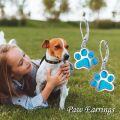 wholesale 925 Sterling Silver Turquoise Stone Paw Print Leverback Earring for Women Girls Animal Lover Gift-0-4