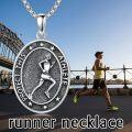 wholesale 925 Sterling Silver Oval Running Athlete Pendant Necklace - Protect This Athlete Sports s-0-4