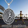 wholesale 925 Sterling Silver Protect This Athlete Runner Oval Medal Pendant Necklace With Box Chain-0-4