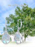 wholesale 925 Sterling Silver Tree of Life Opalite Drop Leverback Earrings-0-1
