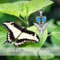 wholesale 925 Sterling Silver Butterfly Blue Stone Pendant Necklace for Women Girls  48cm Chain Length-0-3