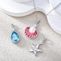 wholesale 925 Sterling Silver Starfish Shell Teardrop Ocean Elements Pendant Necklaces (Set of 3) with 40cm+6CM Chains-0-3