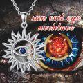 wholesale 925 Sterling Silver Lapis Lazuli Evil Eye Sun Pendant Necklaces Spiritual Protection s for Women and Men with 18+2 Chain-0-2