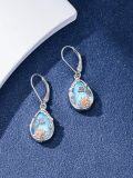 wholesale 925 Sterling Silver Moonstone Butterfly Lotus Filigree Teardrop Dangle Leverback Earrings-0-3