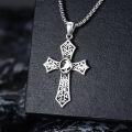 wholesale 925 Sterling Silver Cross with Black Enamel and White Bird Pendant Necklace - Gothic s for Him & Her-0-2