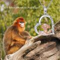 wholesale 925 Sterling Silver Monkey Pendant Necklace with Engraved 'I Love You Forever' Heart – 0.78 Inch Adjustable Chain, Ideal Gift for Women-0-5