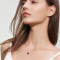 wholesale 925 Sterling Silver 7mm Black Pearl Necklace, Simple Elegant Minimalist Pendant for Women-0-2