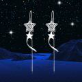 wholesale 925 Sterling Silver Threader Earrings Star Moon Drop Chain Charm s for Women-0-5