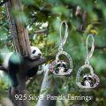 wholesale TOUPOP Panda Earrings Sterling Silver Colorful Heart Dangle Drop Cute Animal Earrings For Women Panda Jewelry Birthday Christmas Gifts -0-5