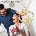 wholesale 14K Gold Heart Shaped Pendant Necklace with Cubic Zirconia and Knot Design - Valentines Day Gifts for Her-0-4