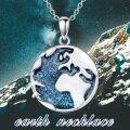 wholesale 925 Sterling Silver Turquoise World Map Pendant Necklace for Women Traveler's Gift-0-4
