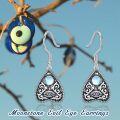 wholesale 925 Sterling Silver Triangle Moonstone Evil Eye Hamsa Drop Dangle Hook Earrings for Women-0-1