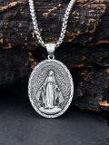 wholesale 925 Sterling Silver Miraculous Medal Pendant Necklace with Virgin Mary Design - Religious s for Men & Women-0-3