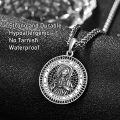 wholesale 925 Sterling Silver Sacred Heart of Jesus Pendant Necklace with Black Stones and Braided Chain - Religious  for Men & Women-0-1