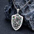 wholesale 925 Sterling Silver Saint Anthony Shield-Shaped Shell Inlay Religious Pendant Necklace -0-3