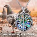 wholesale 925 Sterling Silver Abalone Shell Round Peace Sign Pendant Necklace for Women-0-1