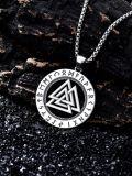 wholesale Sterling Silver Viking Necklace w Wolf Thor s Hammer Vegvisir Tree of Life Compass Pendant-0-2