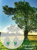 wholesale 925 Sterling Silver 12 Months Birthstone Crystal Tree of Life Earrings-0-7