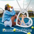 wholesale 925 Sterling Silver Tennis Player Heart-Shaped Pendant Necklace for Women and Girls Sport Lover Gifts-0-3