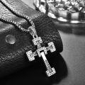 wholesale 925 Sterling Silver Cubic Zirconia Square Cross Pendant Necklaces for Women and Men Religious  Ideas-0-1