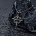 wholesale 925 Sterling Silver & Gold-Plated Black Christian Cross Necklace  - 22 + Extender-0-10
