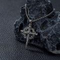 wholesale 925 Sterling Silver & Gold-Plated Black Christian Cross Necklace  - 22 + Extender-0-10