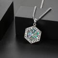 wholesale 925 Sterling Silver Compass Pendant Necklace Wholesale With Blue Inlay-0-10