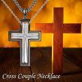 wholesale 925 Sterling Silver Cross Couple Necklaces for Men Women Matching Set with CZ Stone Pendant Gifts-0-5