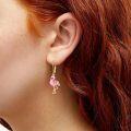 wholesale 925 Sterling Silver Pink Enamel Flamingo Drop Earrings -0-2