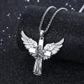 wholesale 925 Sterling Silver Angel with Cross and Statue Pendant Necklace for Women Men Catholic s-0-4