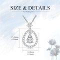 wholesale White Gold Plated Silver & Moissanite Geometric Pear Solitaire Necklace, 1.0ct Pear Cut with GRA Card, Hypoallergenic Jewelry Gift for Women-0-4