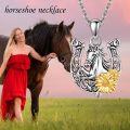 wholesale 925 Sterling Silver 925 Horse & Daisy Flower Horseshoe Pendant Necklace for Women and Men-0-1