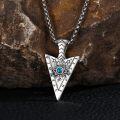 wholesale 925 Sterling Silver Triangle Pendant with Turquoise and Opal Norse Amulet Necklace for Men -0-1
