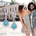wholesale 925 Sterling Silver Infinity Turquoise Drop Dangle Hoop Earrings for Women Girls  4cm Length-0-5