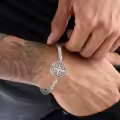 wholesale 925 Sterling Silver  St Benedict Cross Charm Bracelet Wholesale with 9+3 Link Chain-0-4