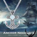 wholesale  Sterling Silver Moonstone Opal Turquoise Malachite Celtic Knot Anchor Necklace -0-2
