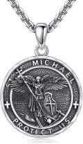 wholesale 925 Sterling Silver Saint Michael Pendant Protection Jewelry for Men Women Gift Chain Necklaces -0-0
