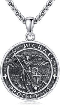 wholesale 925 Sterling Silver Saint Michael Pendant Protection Jewelry for Men Women Gift Chain Necklaces -Archangel Michael